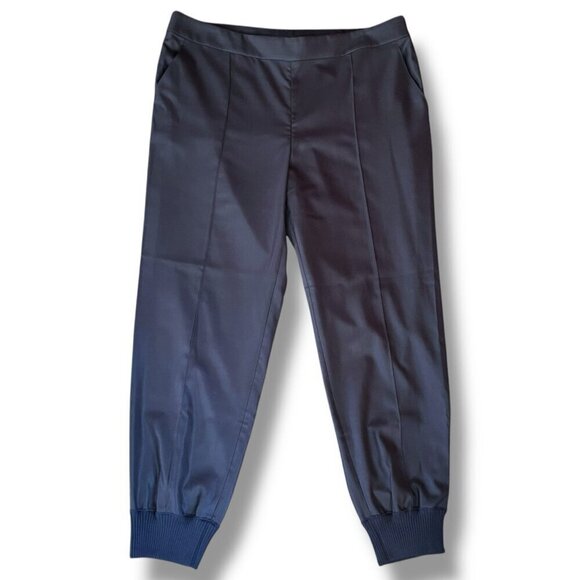 St John Womens Emma Jogger Pant Sz 16 Black Wool Silk Blend Trouser Athleisure - Picture 1 of 8